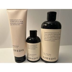 LOVED01 LOT Face + Body Wash , Moisturizer And Exfoliating Cleanser. Sealed